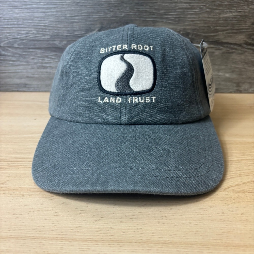Bitter Root Land Trust Hat Strap Back Gray Canvas Baseball Cap Adjustable NWT